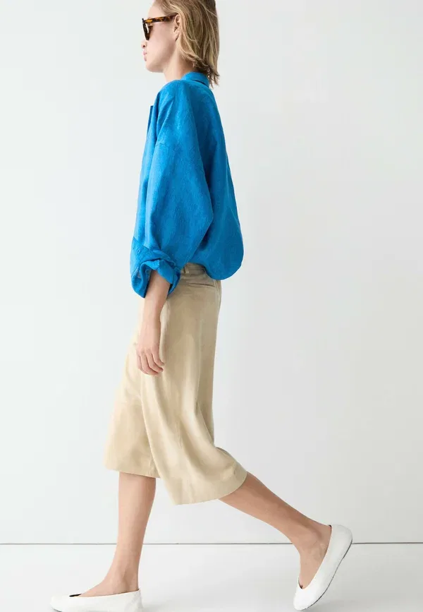 Блуза из льна Blouse Massimo Dutti, синий — фото 4