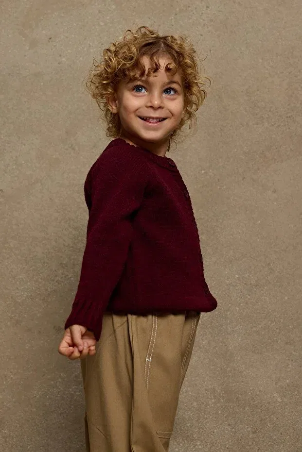 Детский кардиган с длинным рукавом Fahhar Kids, Burgundy — фото 4