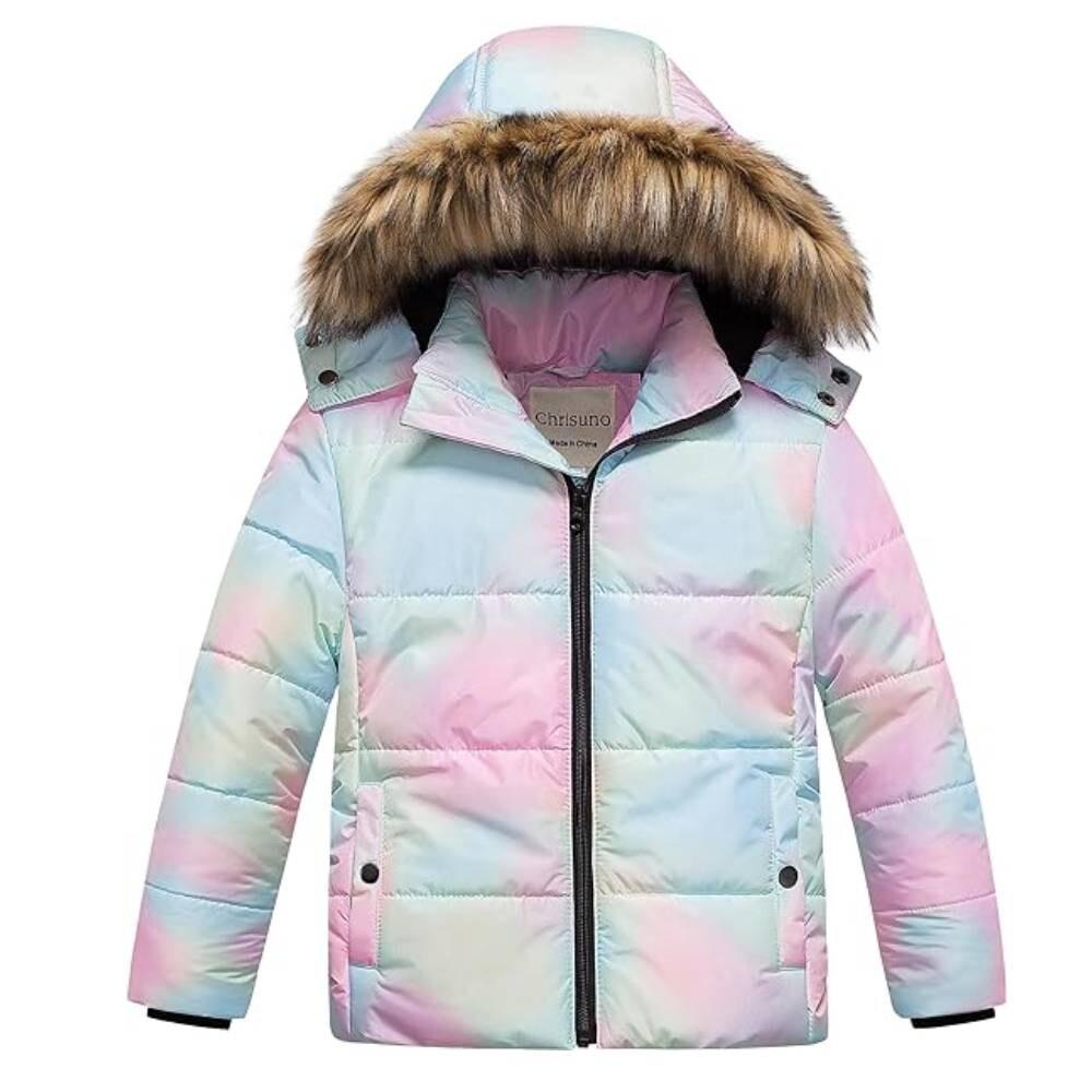 

Детская лыжная зимняя куртка со съемным капюшоном Chrisuno, розовый/мультиколор