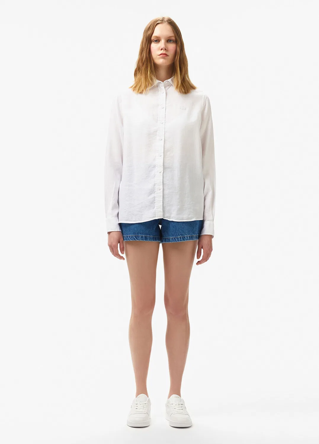 Блузка Lacoste, белая, с логотипом крокодила — фото 4