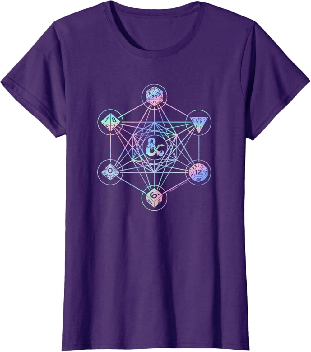 

Женская футболка Dungeons & Dragons 6 Die Geometric Hologram, фиолетовый
