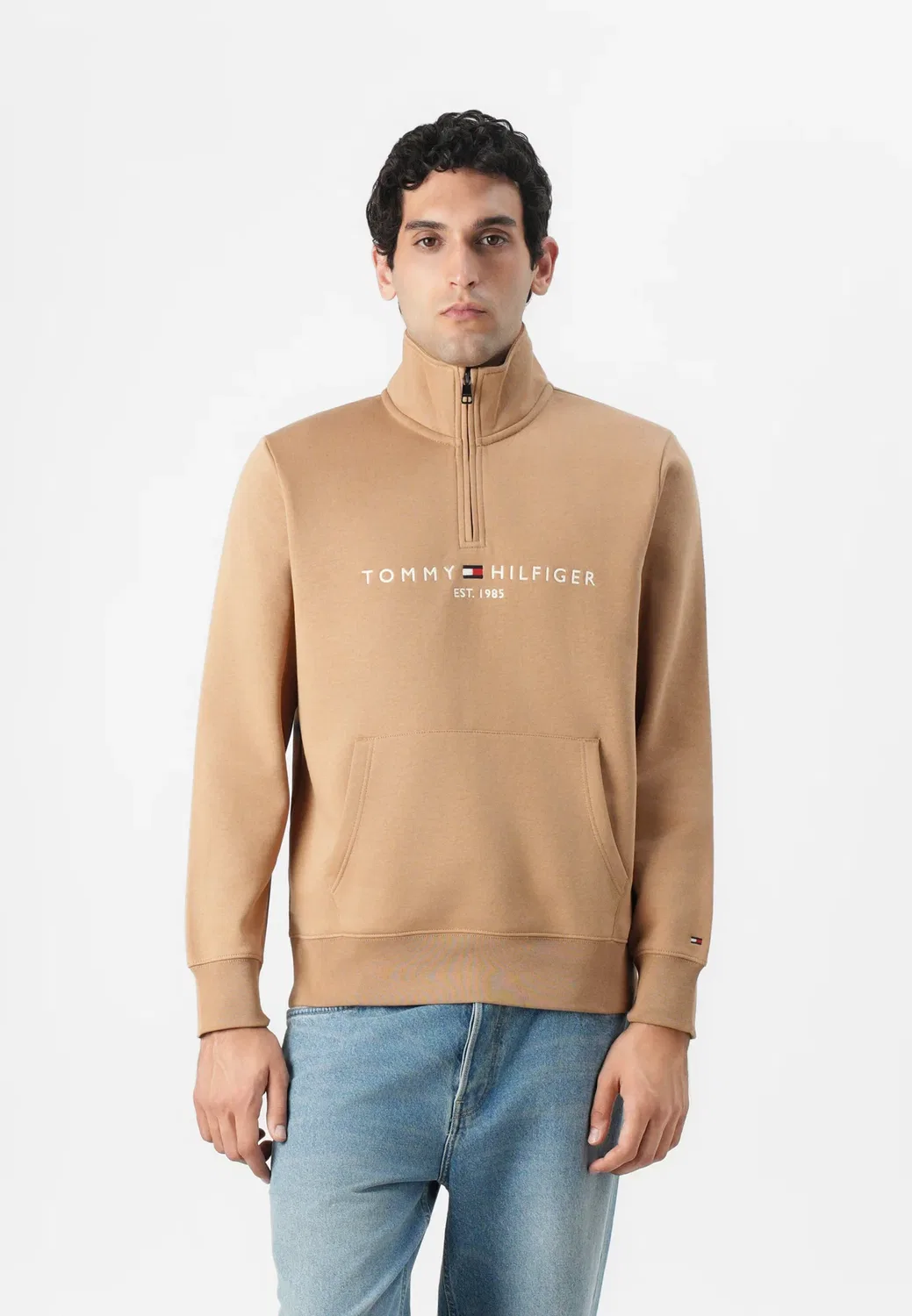 Свитер с высоким воротником и логотипом Tommy Hilfiger, Timeless Camel