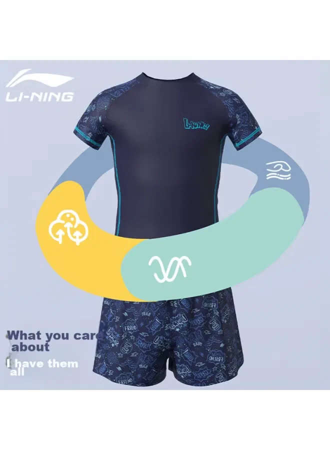 Комплект купальный для мальчиков с длинным рукавом 881 Li-Ning, синий — фото 2