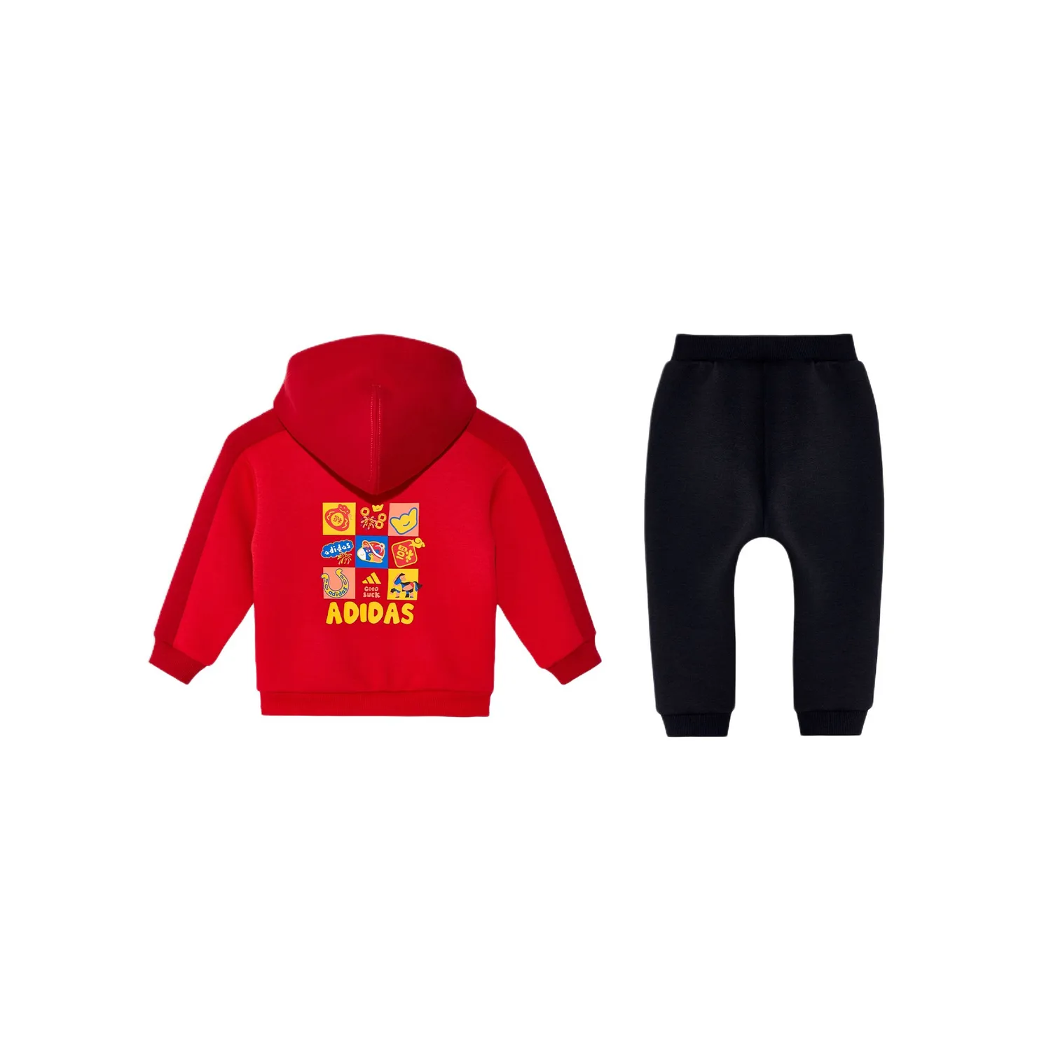 Детский спортивный костюм с худи на молнии Adidas, Light Scarlet/Black — фото 3
