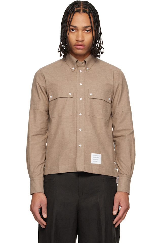 

Thom Browne Коричневая хлопчатобумажная фланелевая рабочая рубашка