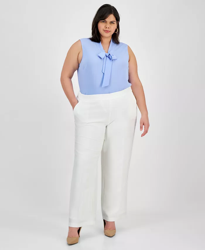 

Женские брюки свободного кроя на резинке plus size Kasper, белый