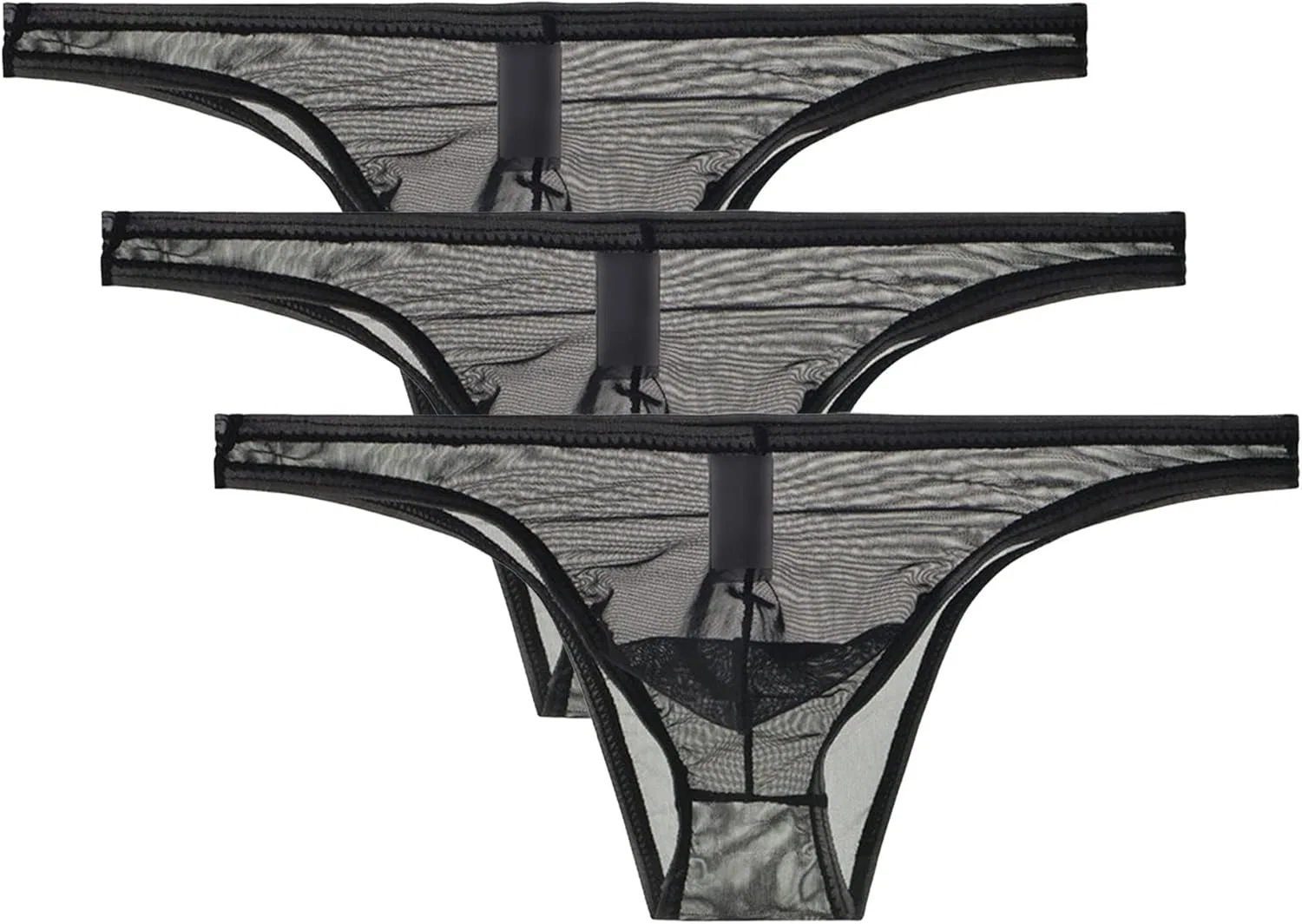 Трусы мужские, сетчатые, Black3pc