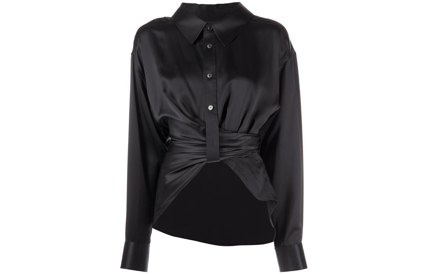 

Alexander Wang Черная рубашка с застежкой на пуговицы и прорезной планкой T By