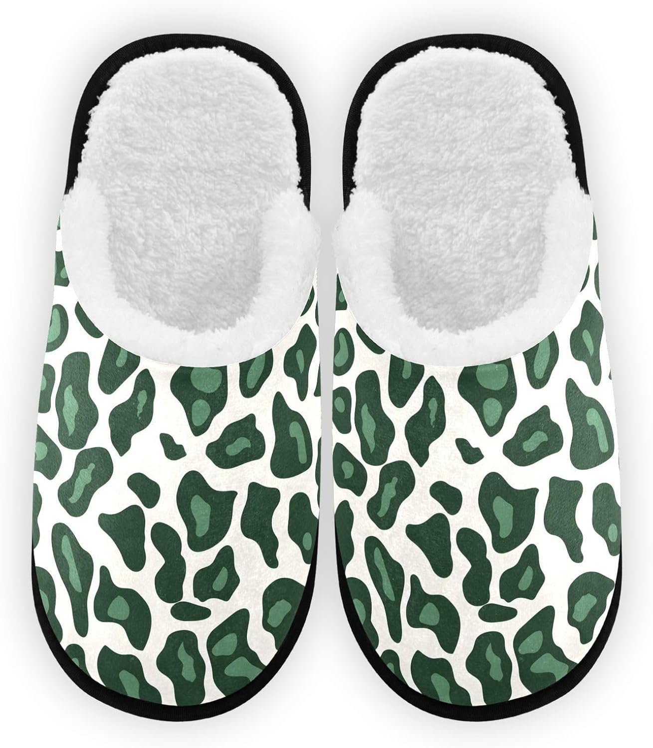 

Тапочки FENOCHE с зеленым леопардовым принтом для женщин и мужчин, теплые, удобные, для путешествий и спа, с подошвой, предотвращающей скольжение