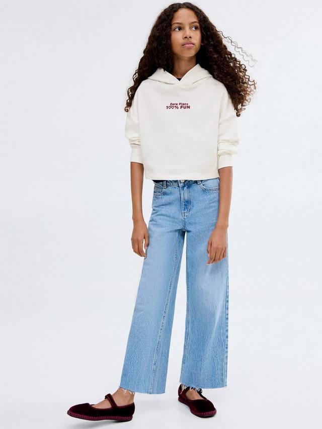 

Детская хлопковая худи с веселыми надписями Mango, Natural White