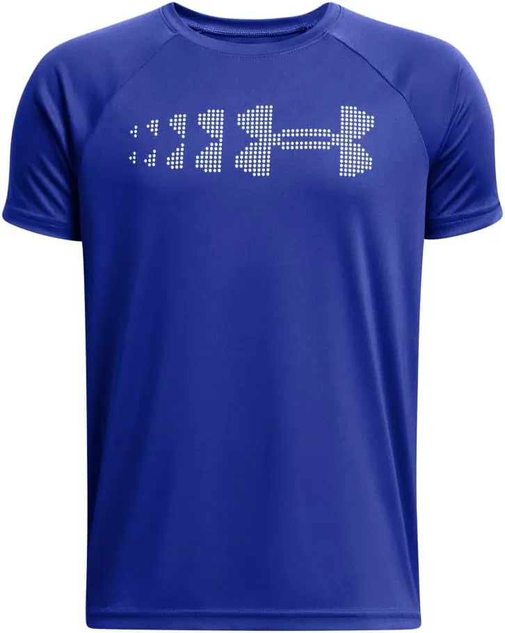Футболка Under Armour Boys Tech Stadium Lights с коротким рукавом, (400) Team Royal//White