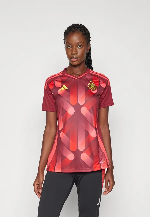 Футболка женская Adidas Performance, модель Deutschland DFB Women EM 2025 Women Away National Team Wear, цвет бордовый