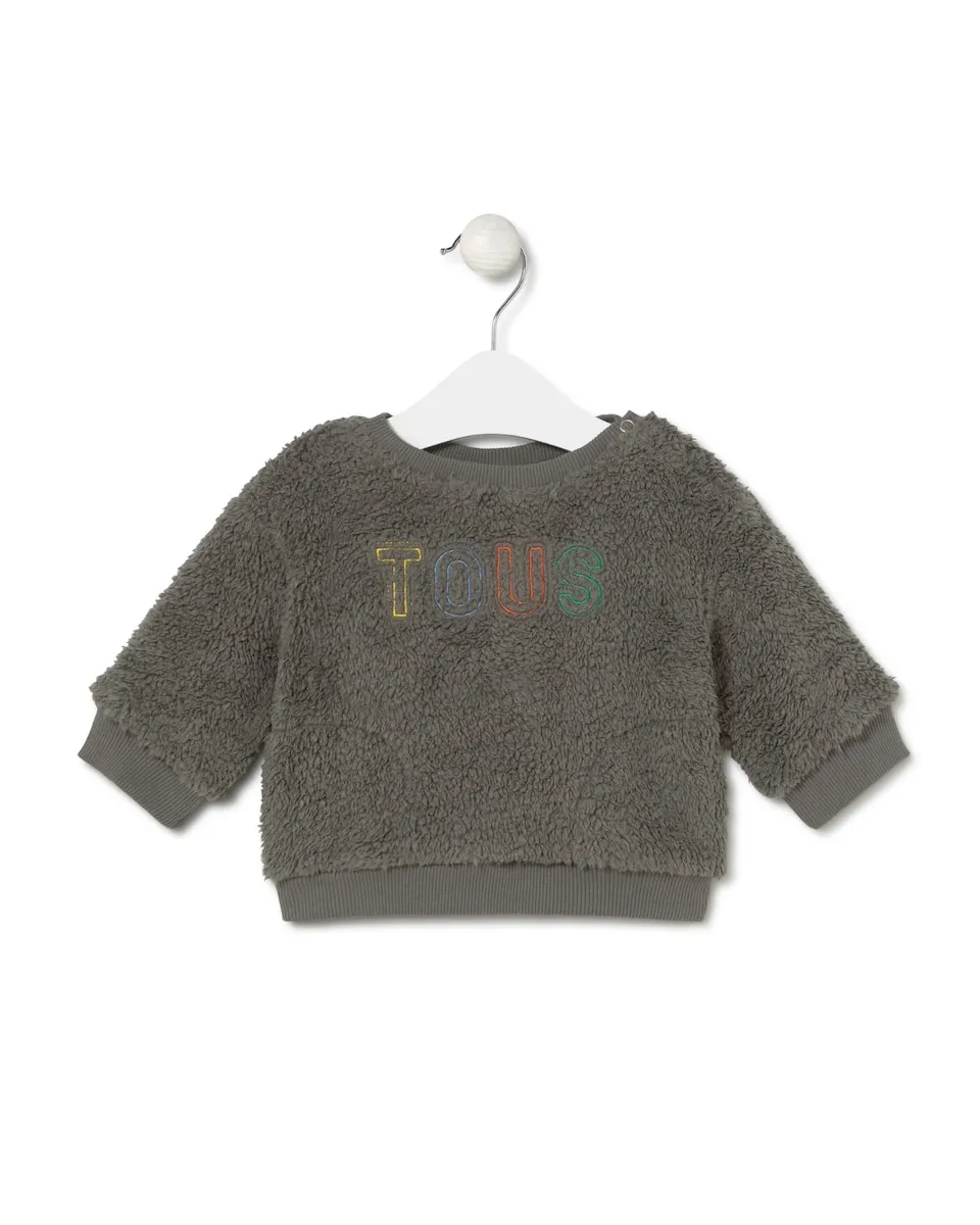 

Детский свитшот из мягкой короткой ткани с многокрасочным логотипом TOUS Tous, серый