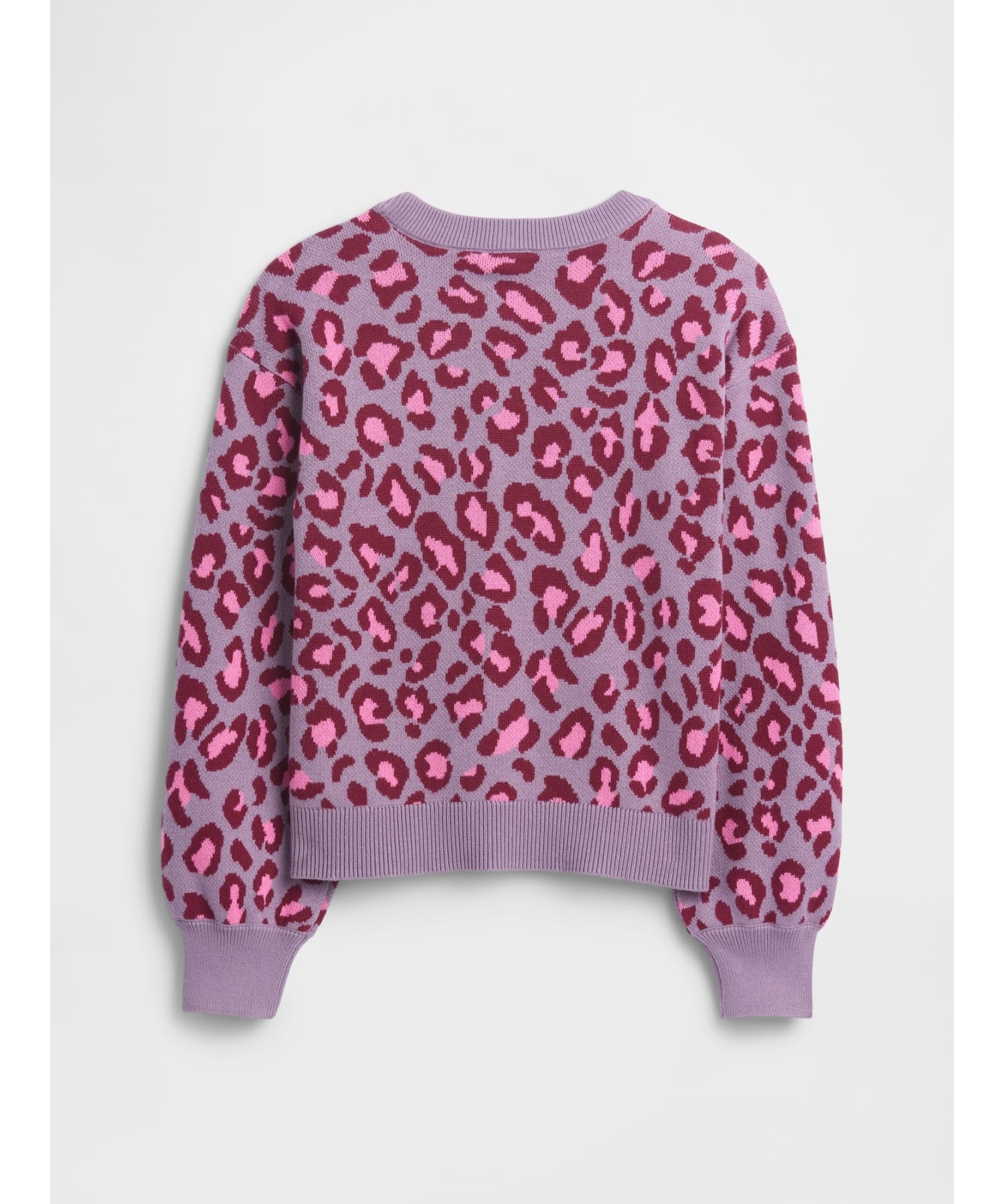 (K) Свитер свободного кроя с интарсией (детский) GAP, PURPLE_LEOPARD