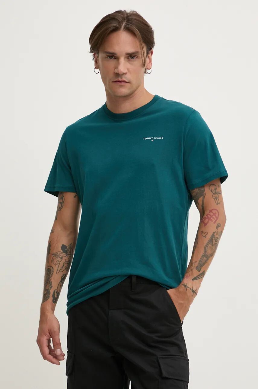 

Хлопковая футболка Tommy Jeans, бирюзовый