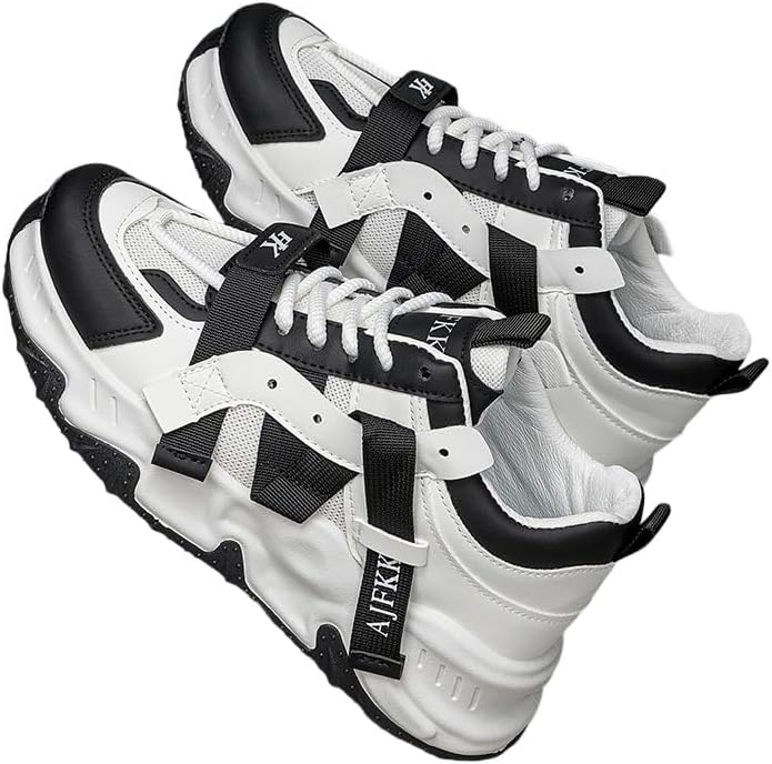 

Мужские модные многосветные кроссовки на платформе с шнуровкой - противоскользящие, дышащие повседневные кроссовки для прогулок и путешествий в любое время года, Легкий и удобный дизайн Clolinde, белый/черный