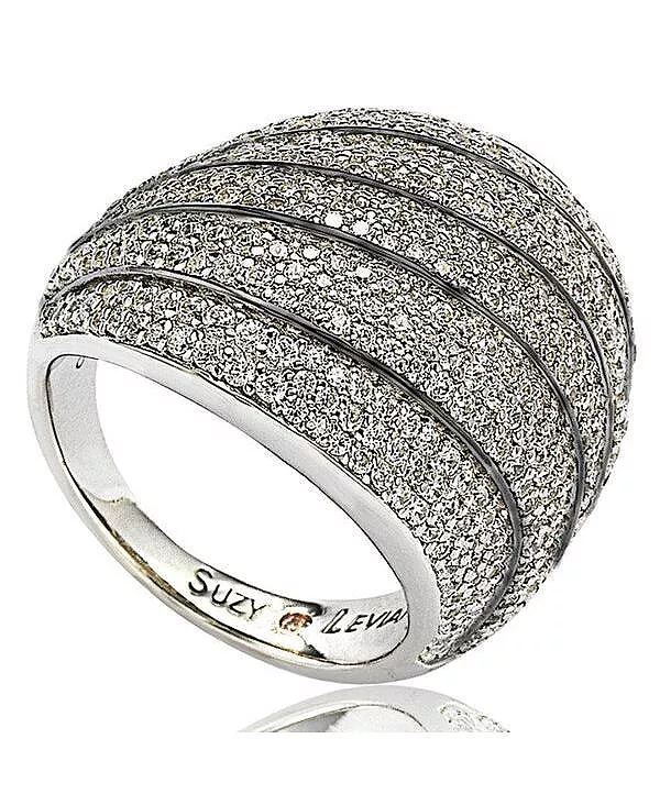 

Кольцо Suzy Levian из стерлингового серебра с многоуровневым изогнутым куполом и кубическим цирконием Suzy Levian New York, blackened