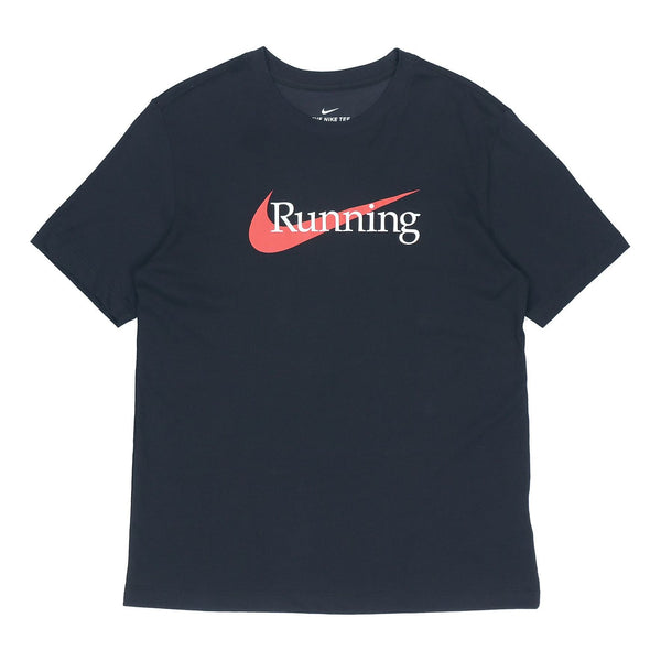 

Футболка running logo printing sports short sleeve black Nike, черный