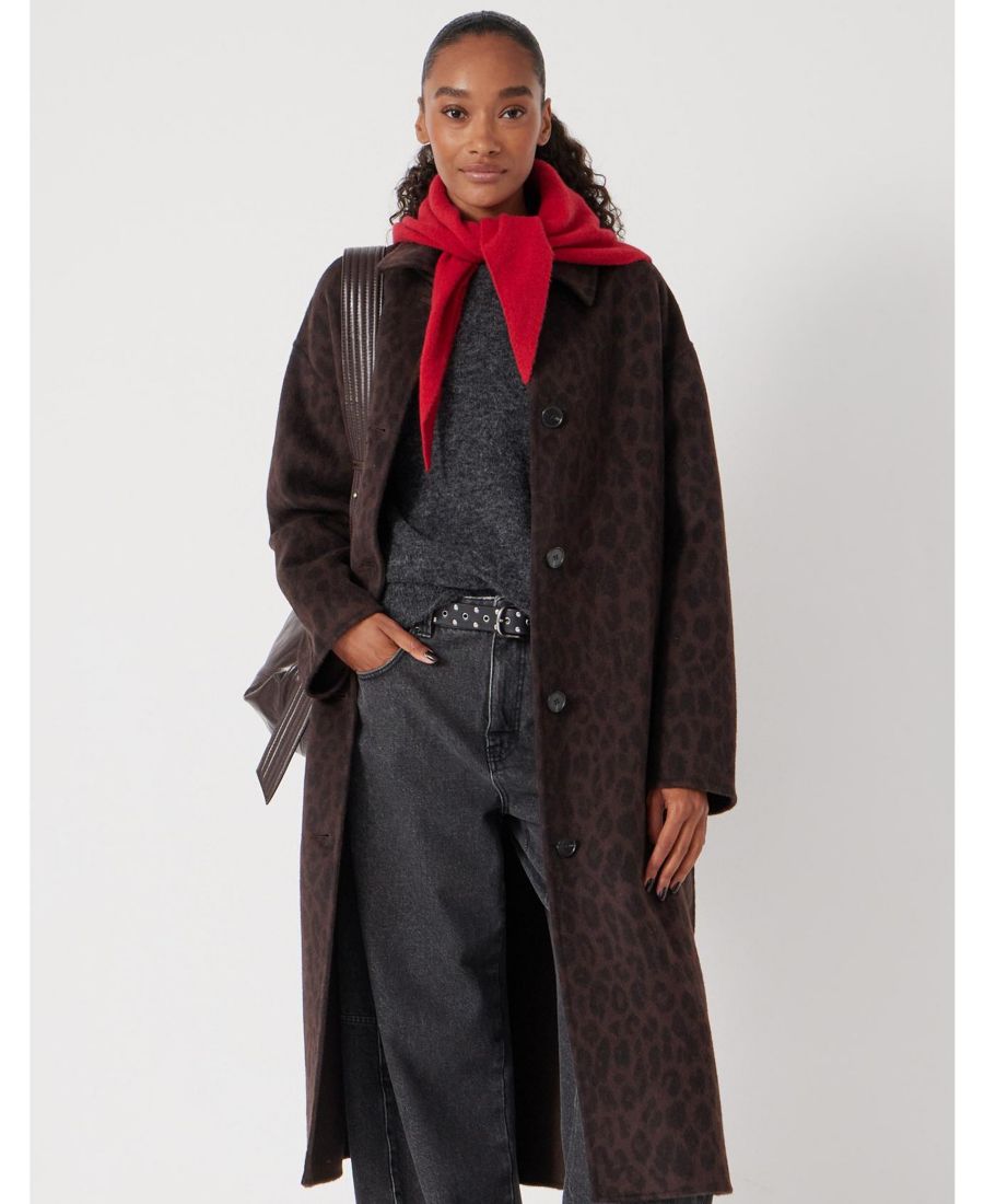 

Женское двустороннее пальто Edie из чистой шерсти с леопардовым принтом Hush, Brown leopard