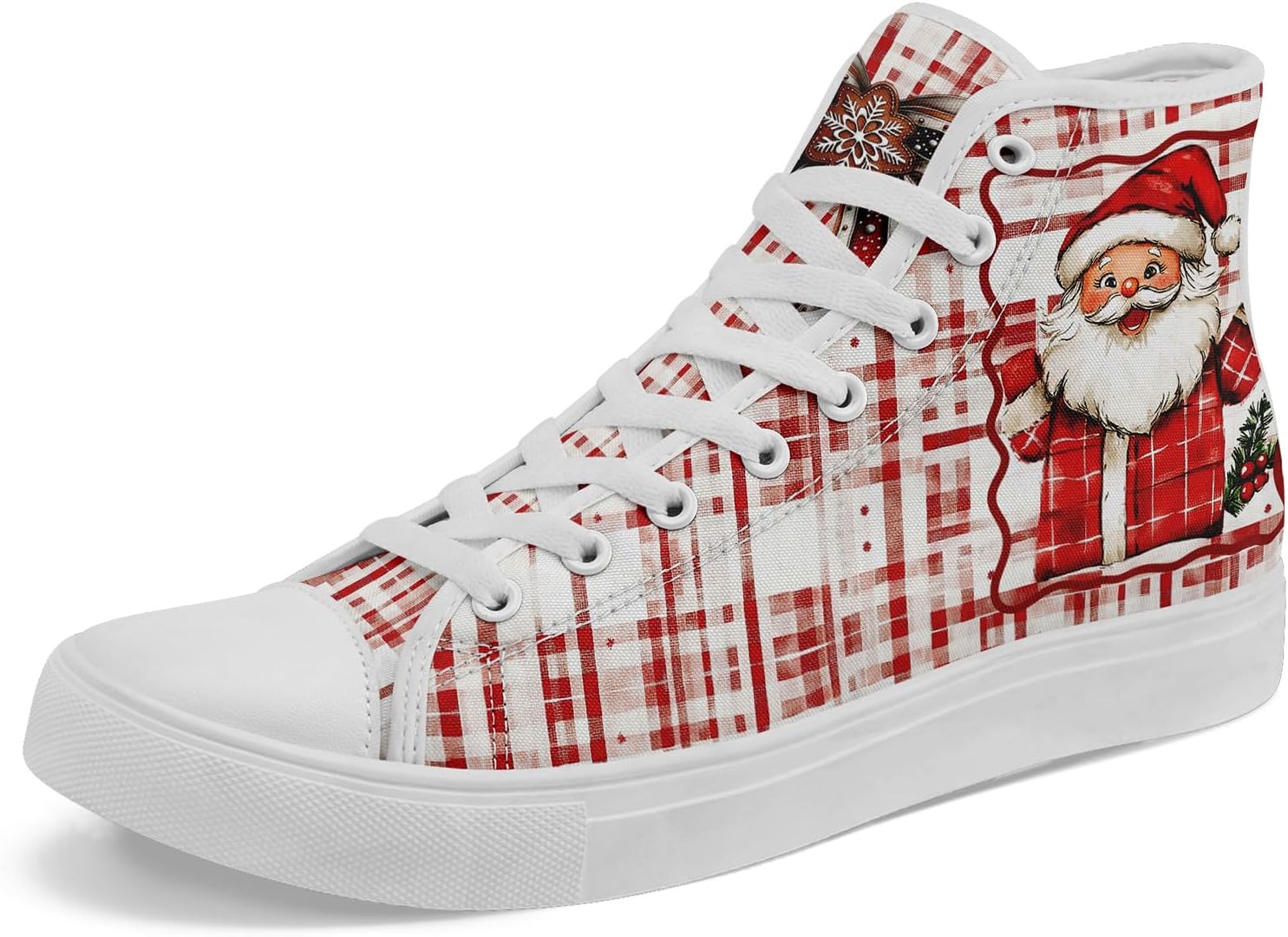 

Рождественские высокие кеды из ткани для женщин и мужчин, праздничный подарок, удобные стильные плоские кроссовки для прогулок Awsole, белый/красный/зеленый/темно-зеленый