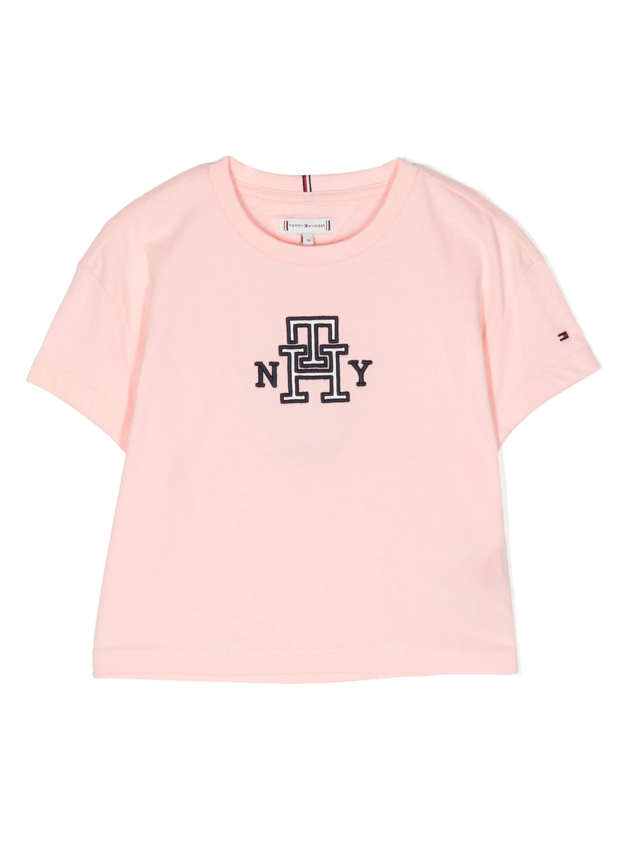 

Хлопчатобумажная футболка с нашивкой с логотипом Tommy Hilfiger Junior, розовый