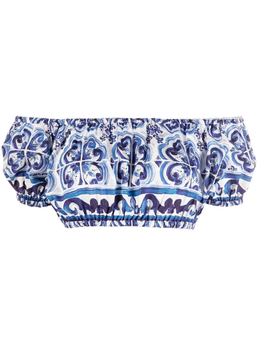 

Укороченный топ с принтом Majolica DOLCE & GABBANA, синий