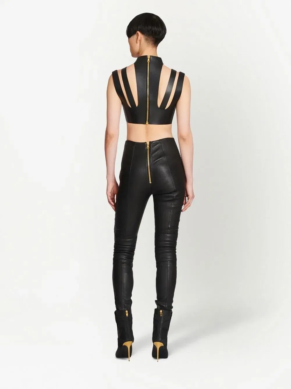 Укороченный топ с вырезами Balmain, черный — фото 4
