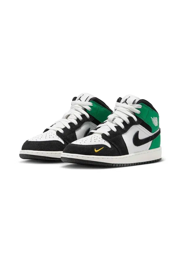 Кроссовки Air 1 Mid SE Jordan, summit white/black-lucky green-univ gold, белый с чёрным, зелёным и золотым — фото 2