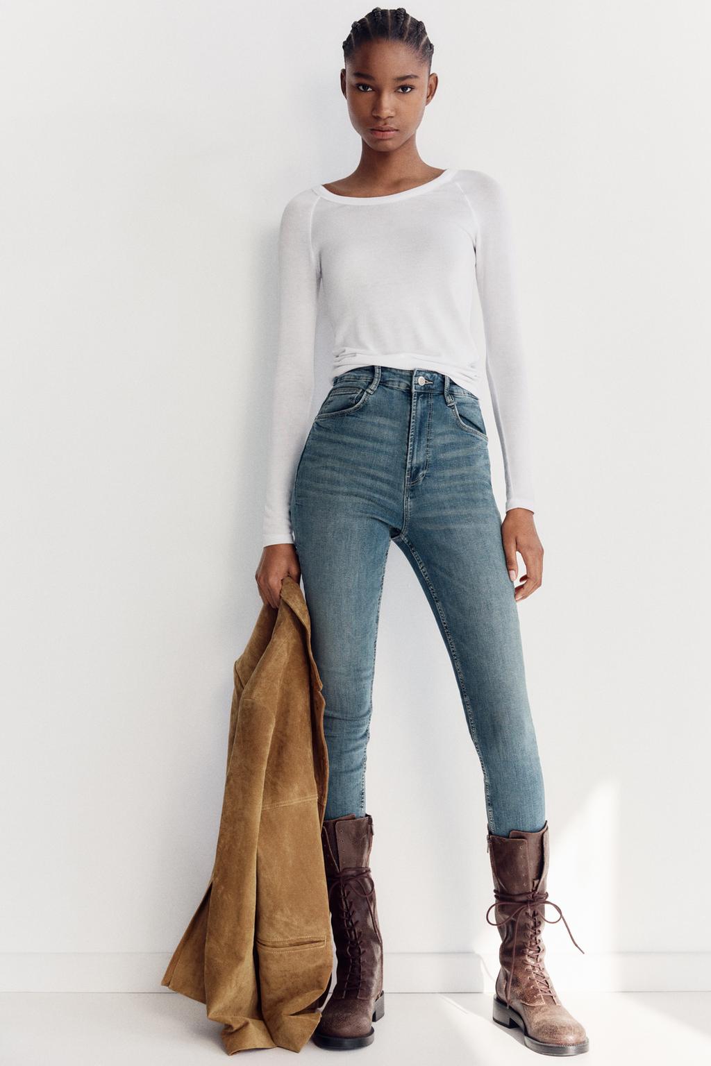 

Джинсы trf sculpt с высокой талией ZARA, цвет Ink blue