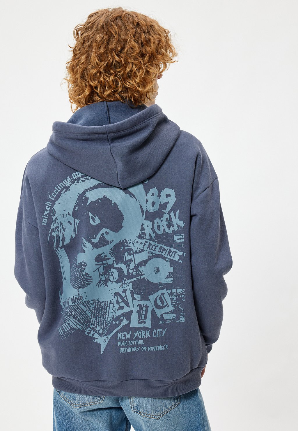 

Толстовка с капюшоном BACK PRINTED Koton, темно-синий
