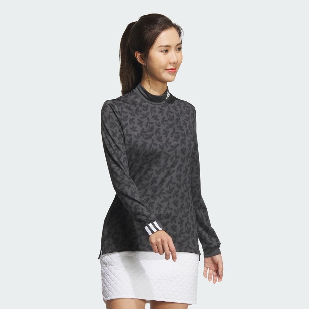 

Поло Adidas Palm leaf print mock neck L/S stretch shirt, черный