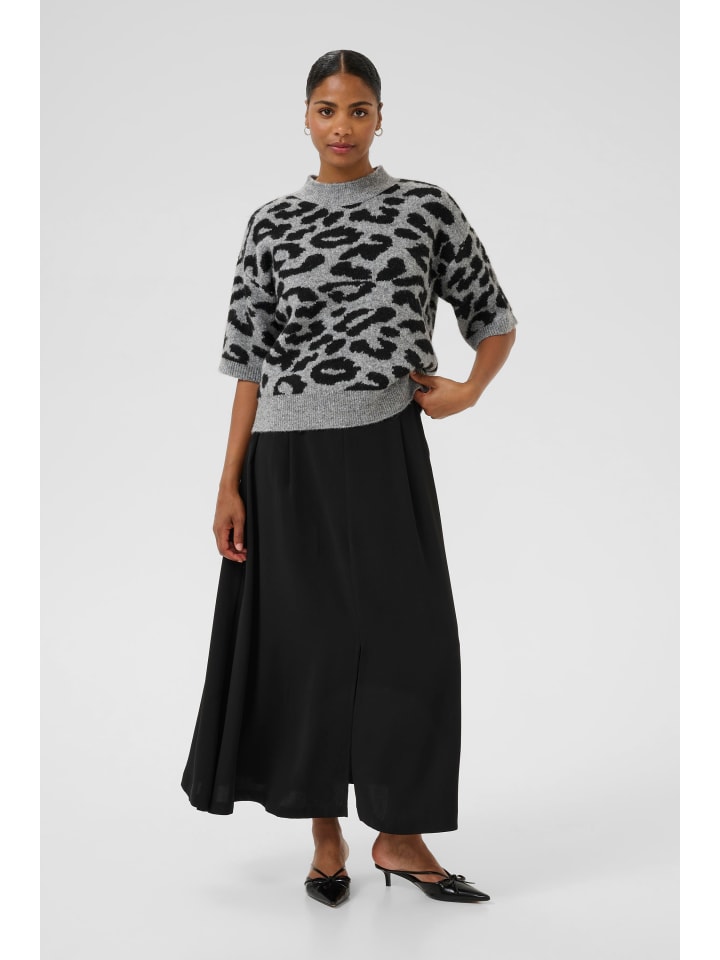 

Kaffe Вязаный свитер свободного кроя KAsandra, цвет LGM/черный леопардовый принт
