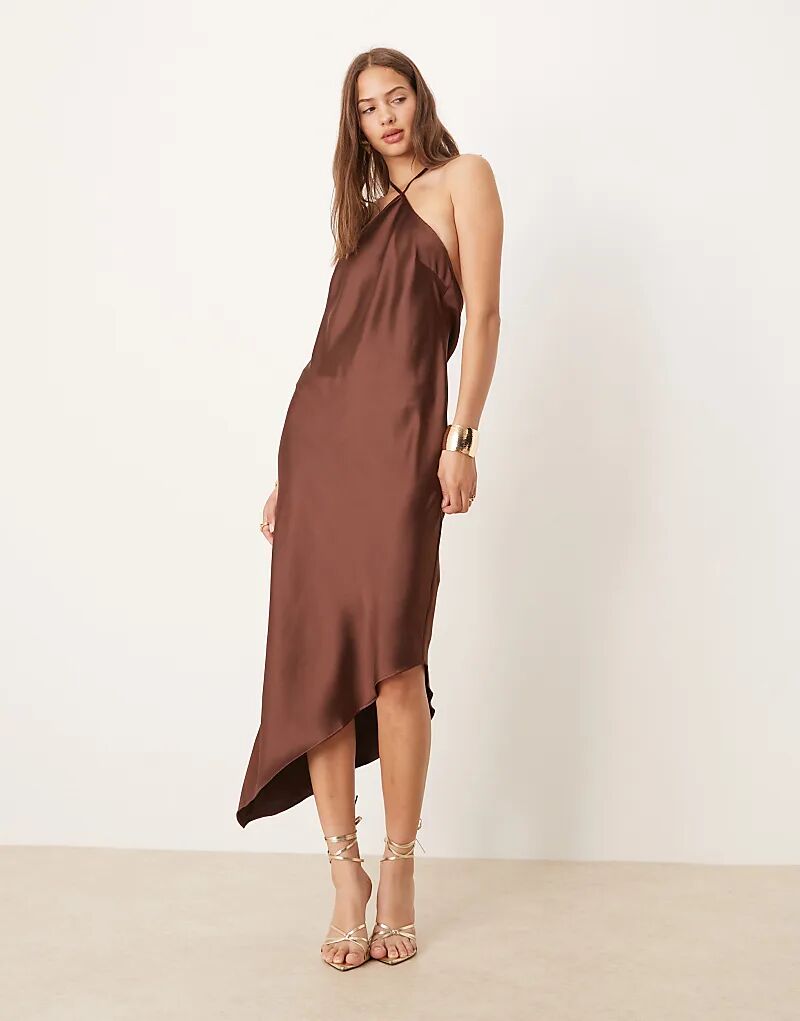 

Платье макси с атласным лифом ASOS DESIGN шоколадного цвета