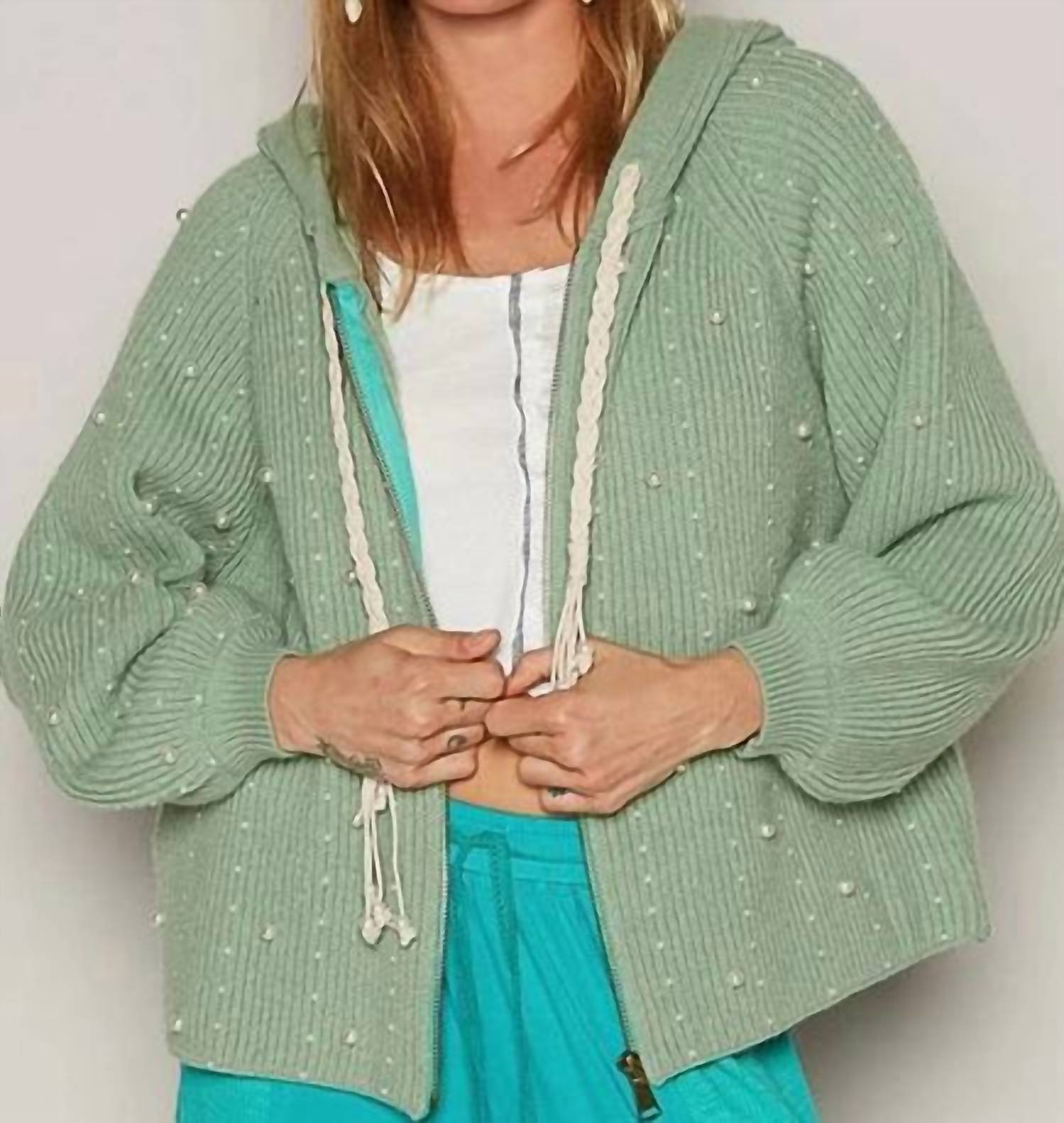 

Свитер Lennox Pearl Zip Up в цвете Baby Herb POL