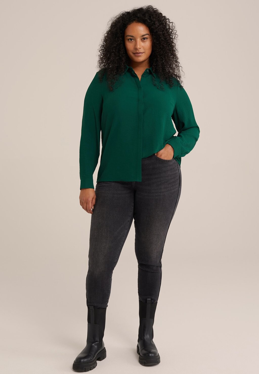 

Блузка на пуговицах CURVE WE Fashion, цвет Mottled Dark Green