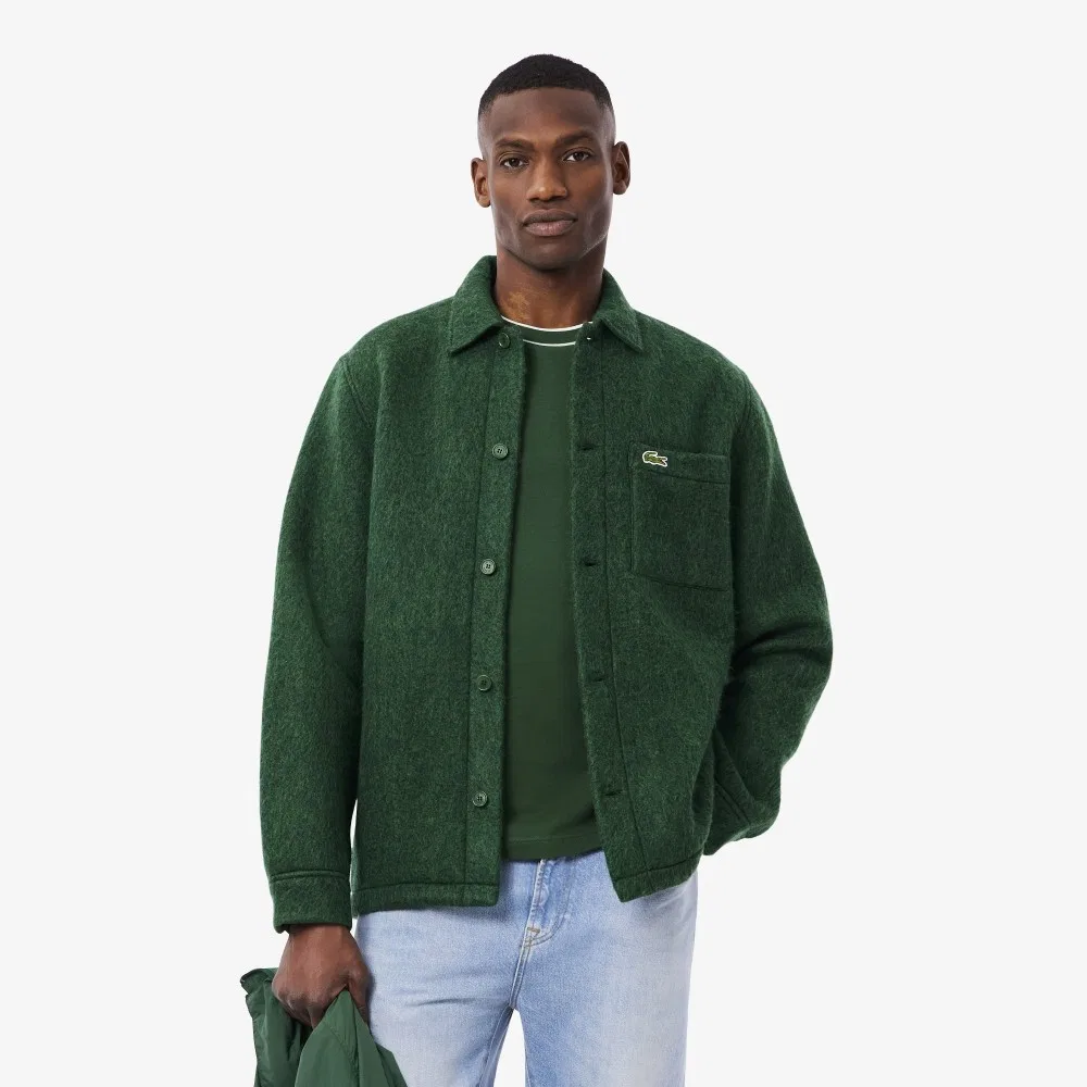 Мужская букле-рубашка зелёного цвета от Lacoste