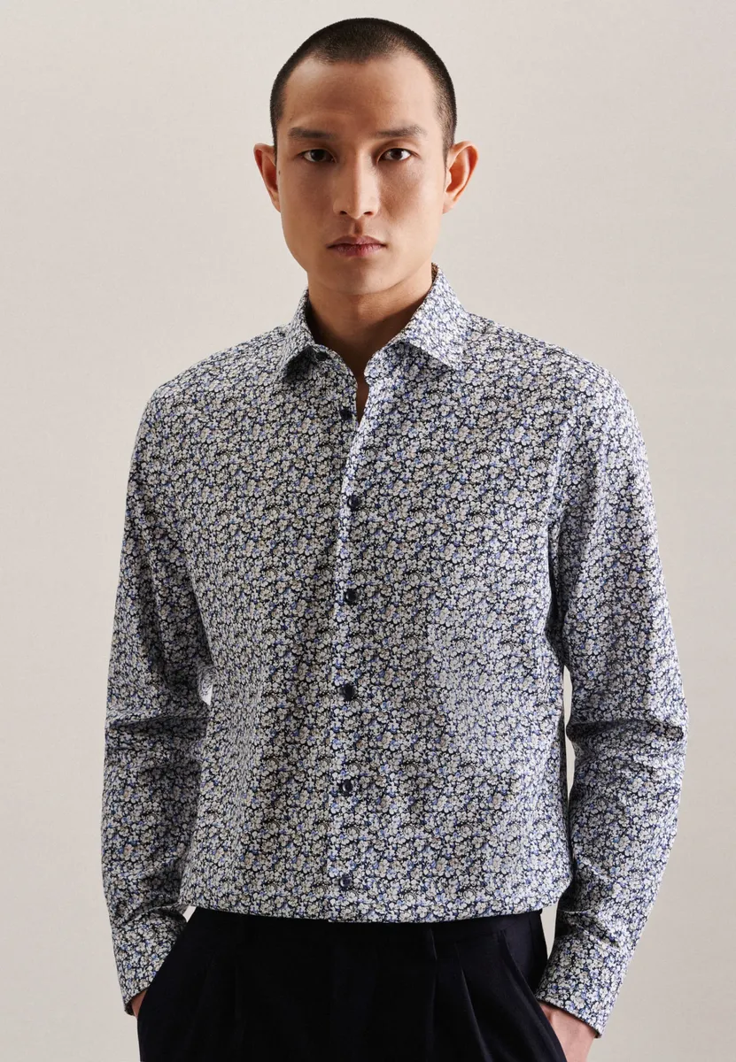 

Деловая рубашка seidensticker "X-Slim", X-Slim с длинными рукавами и принтом на воротнике Kent, коричневый