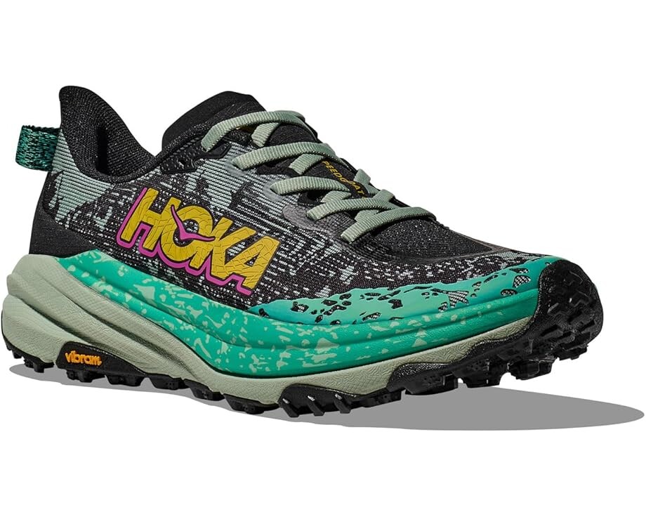 

Кроссовки Hoka Speedgoat 6, цвет Black/Aloe Vera
