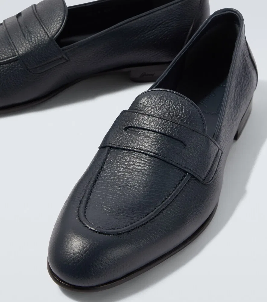 Кожаные лоферы Brioni, синий — фото 3