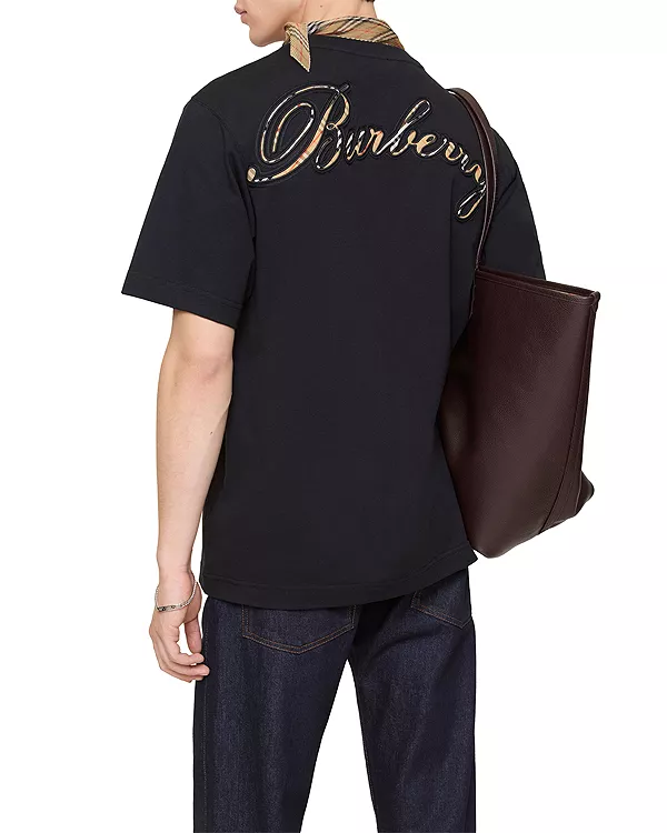 Футболка Burberry с вышитым логотипом, хлопок, черный — фото 2