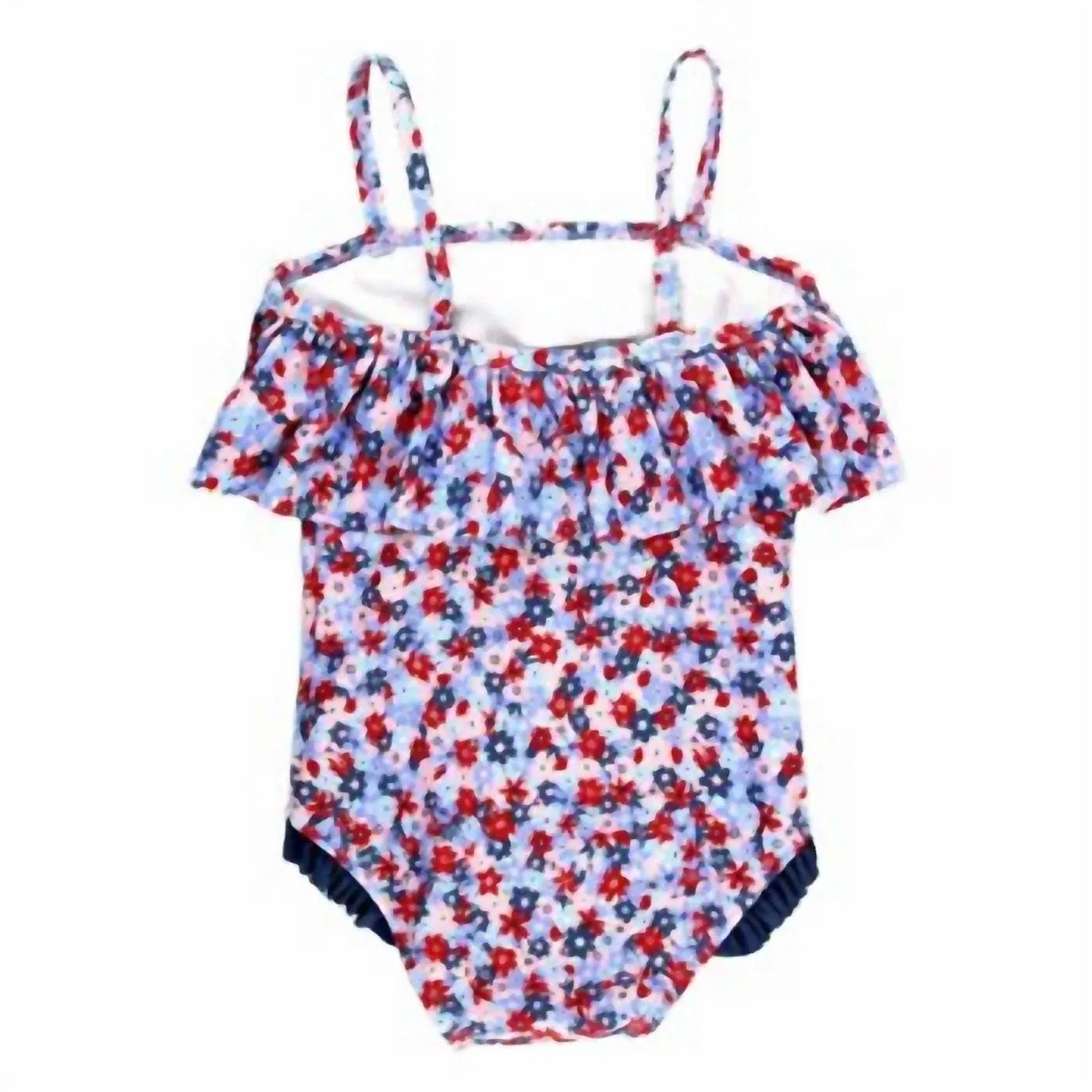 Детский слитный купальник с оборкой и защитой UPF 50+ Red White and Bloom RuffleButts, Red White And Blue — фото 3