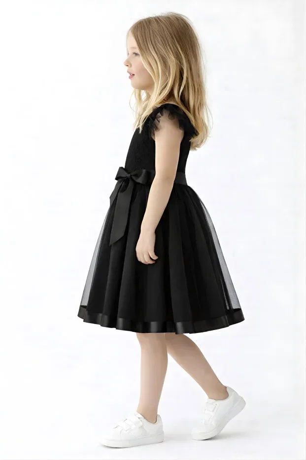 Детское платье для девочек с вышивкой Esila Kids, Black — фото 3