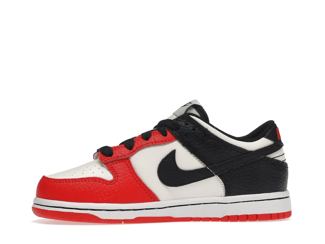 Детские кроссовки Lifestyle с кожаным верхом Nike Dunk Low EMB, Sail/Black/Chile Red/Black — фото 3
