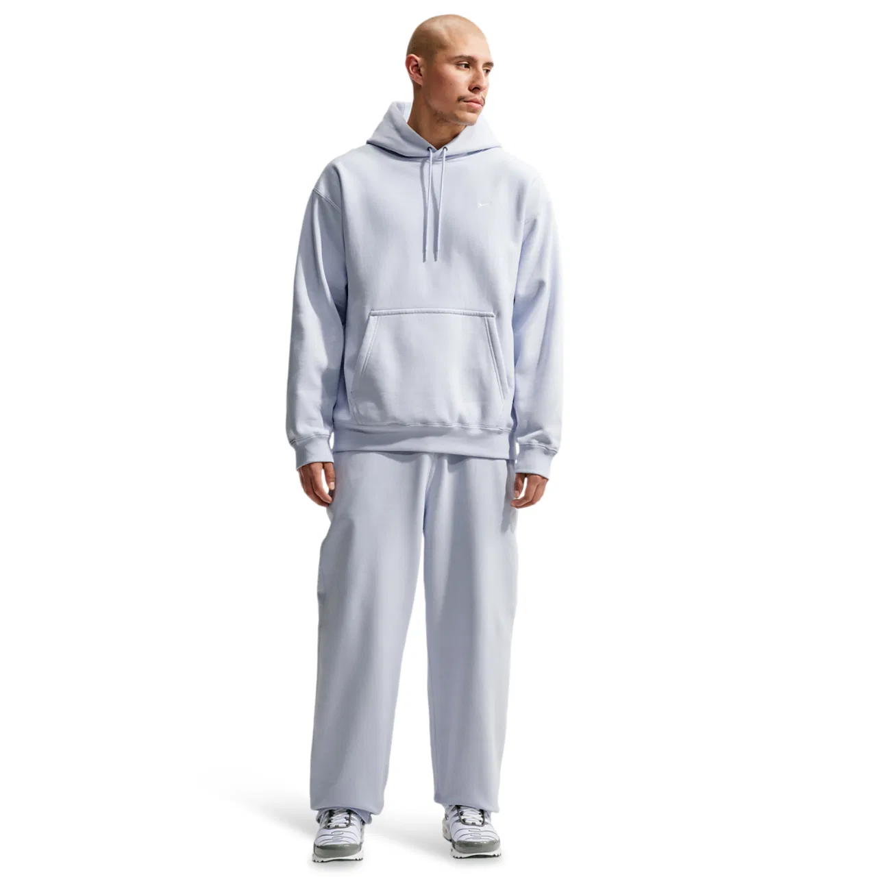Мужской худи с капюшоном, свободный крой, Nike Solo Swoosh, Nike, Football Grey/White — фото 3