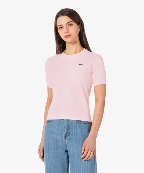 Свитер Lacoste базовый, короткий рукав, белый