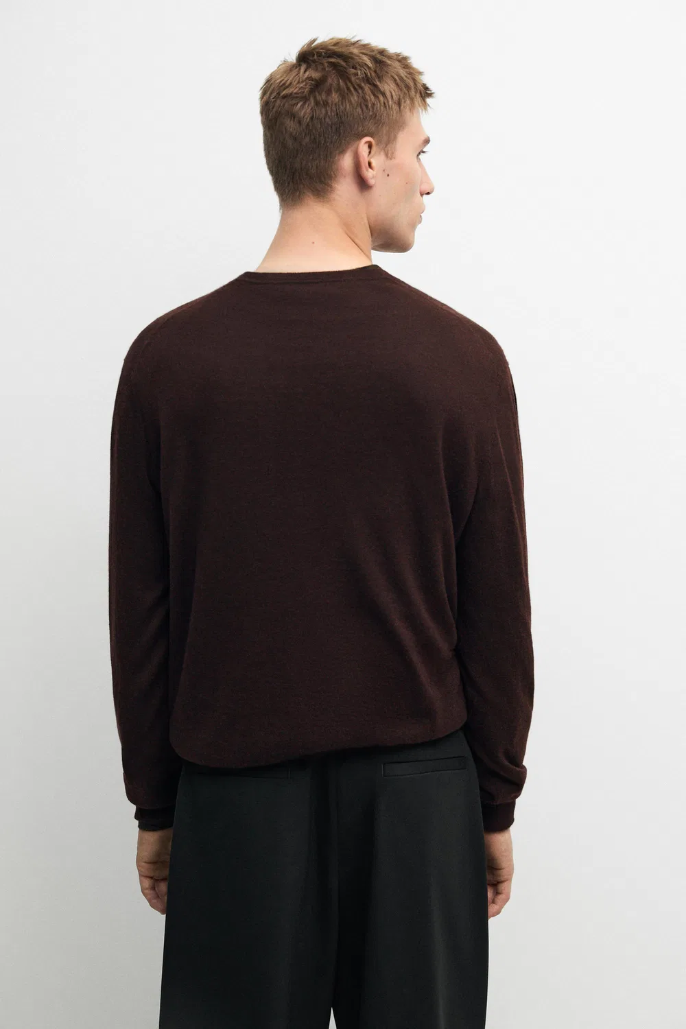 Свитер Massimo Dutti Knit 100% Cashmere Round Neck, бордовый — фото 3