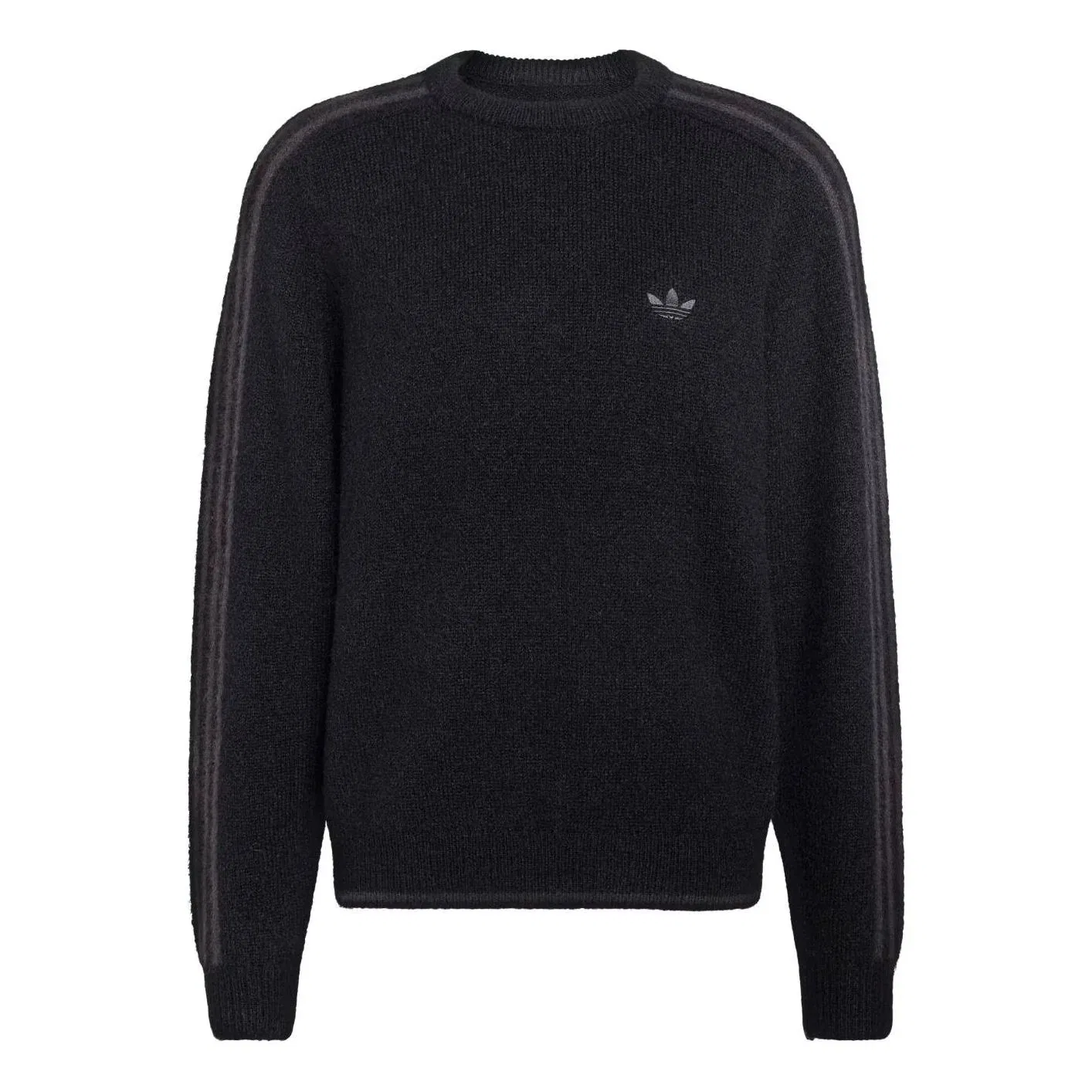 Мужская футболка Three Stripes Fluffy Knit Sweatshirt Asia Sizing 'Black' adidas, черный