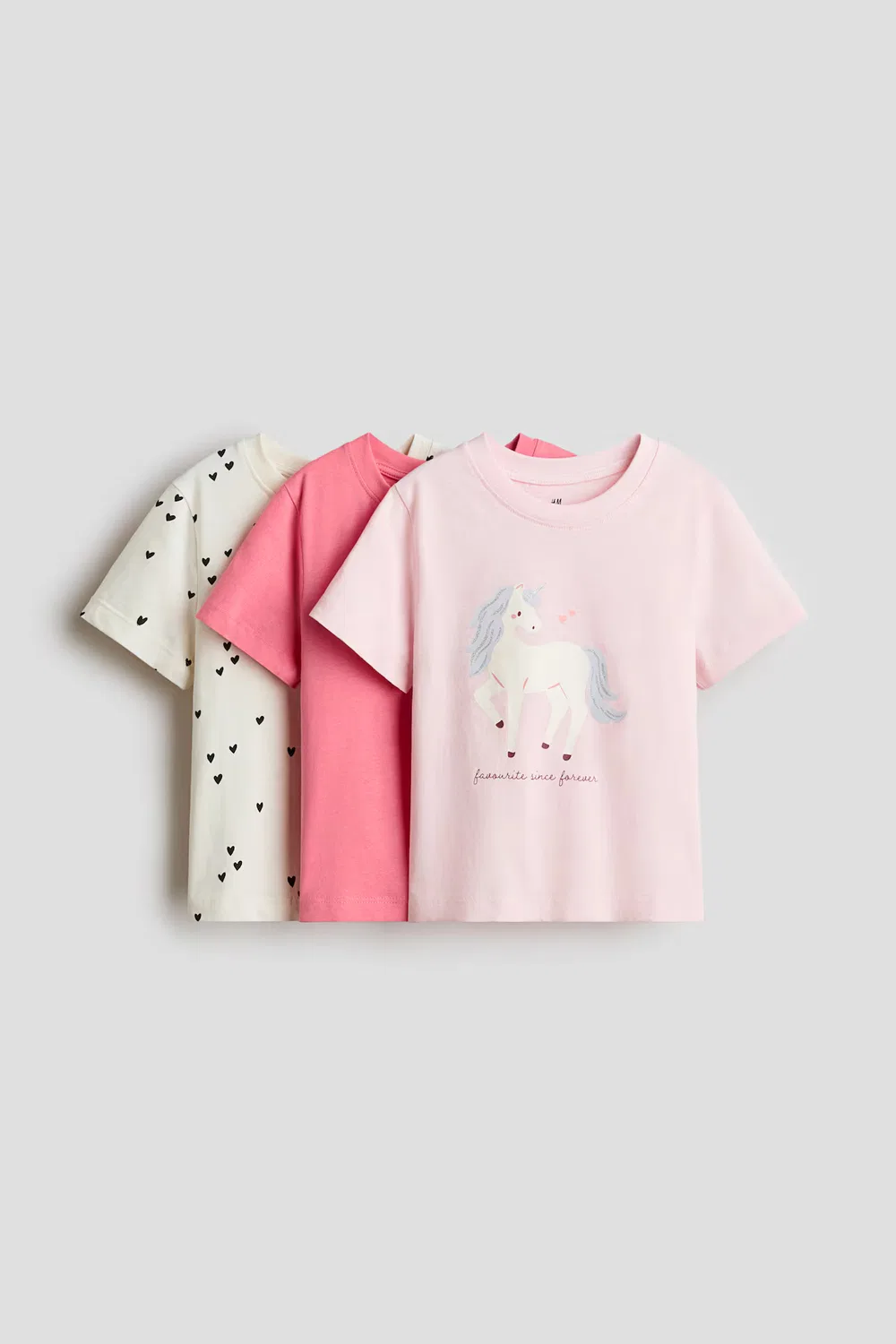 Набор из 3 футболок с принтом H&M, Hellrosa/Einhorn