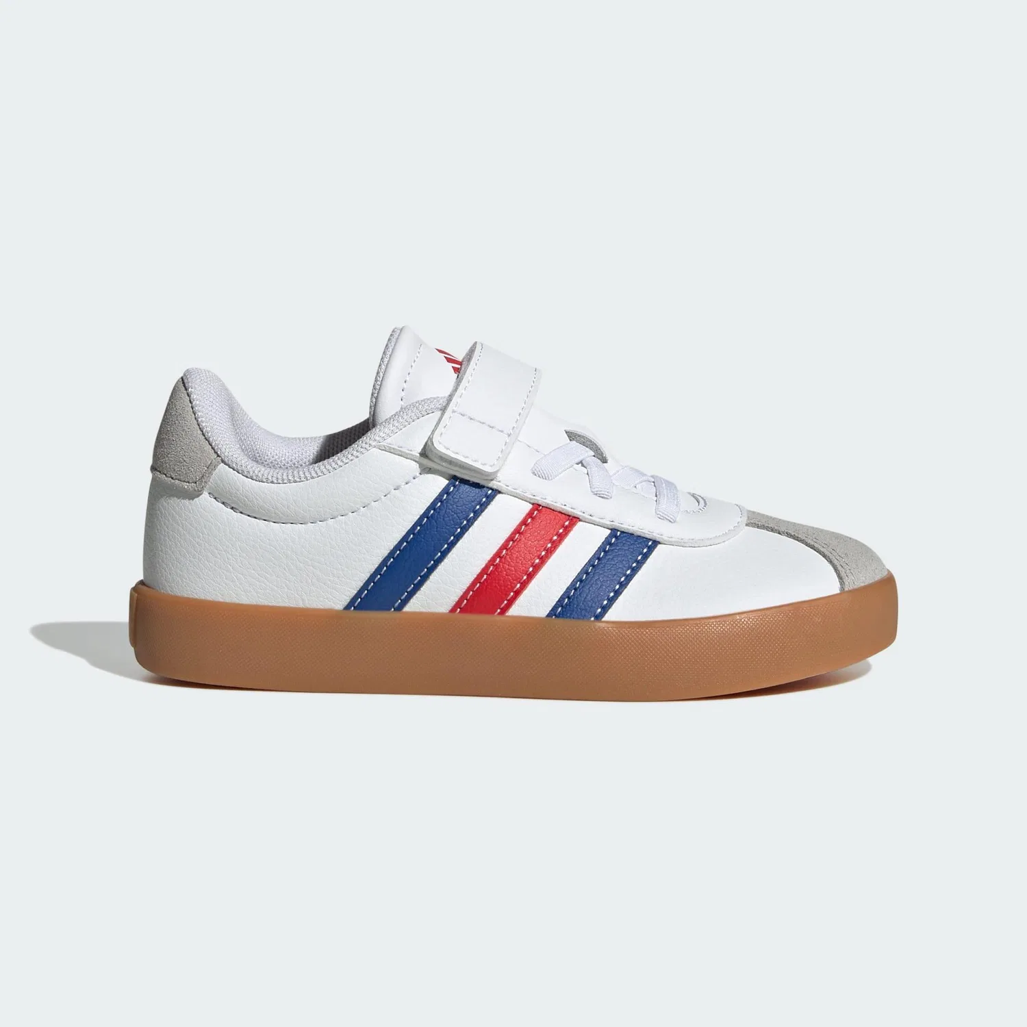 Детские кожаные кеды с моделями VL Court 3.0 Kids, Adidas, Weiss Konigsblau Rot — фото 2