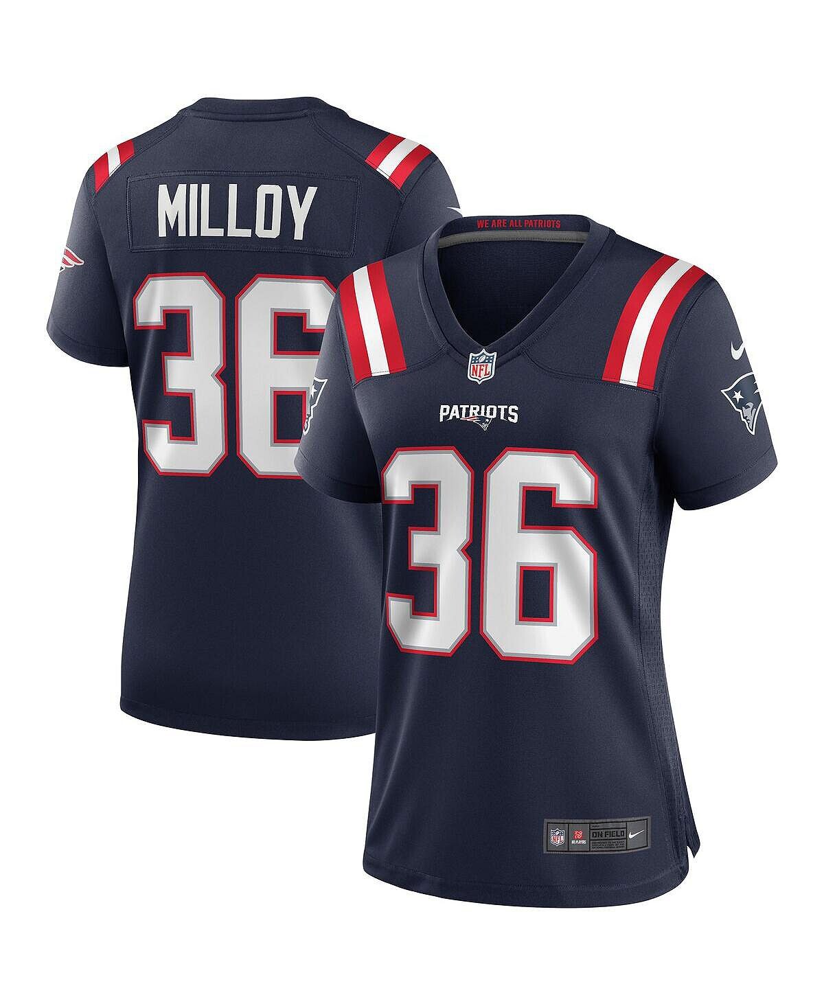 

Женская футболка lawyer milloy navy new england patriots game для пенсионеров Nike, синий